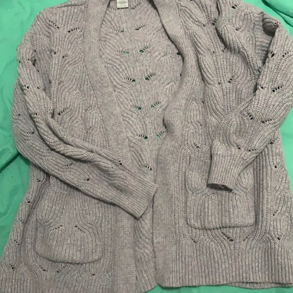 Purple crochet cardigan